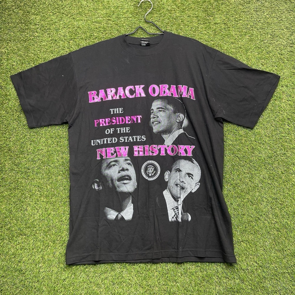 Barack Obama Shirt Mens XL Double Sided 2008 History In The Making Rap Tee